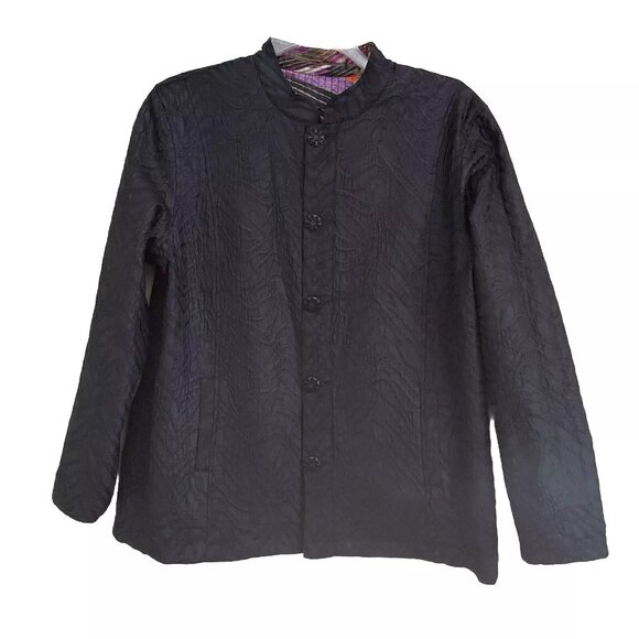 Chico's Reversible Satin Quilted Jacket Size 3 US XL Art To Wear Abstract Artsy - Picture 5 of 13